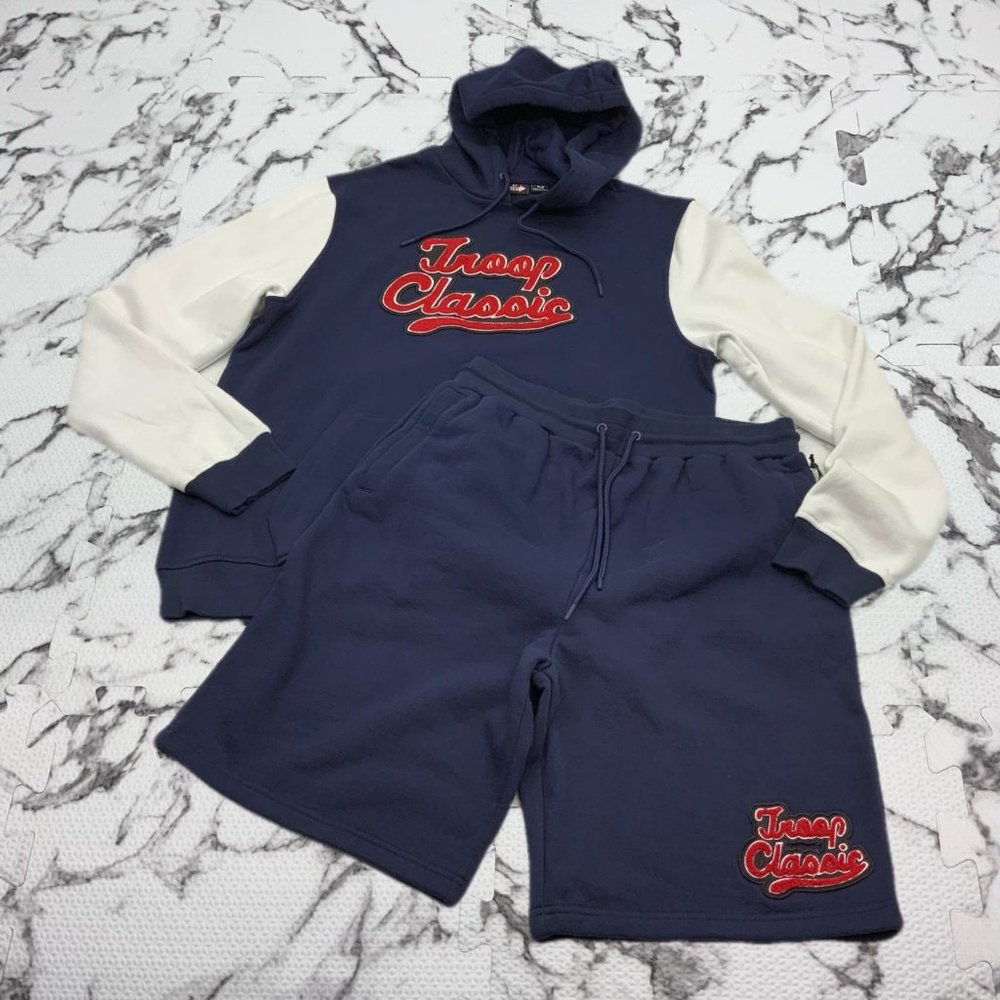 Men's Troop Navy White Hooded Short Set